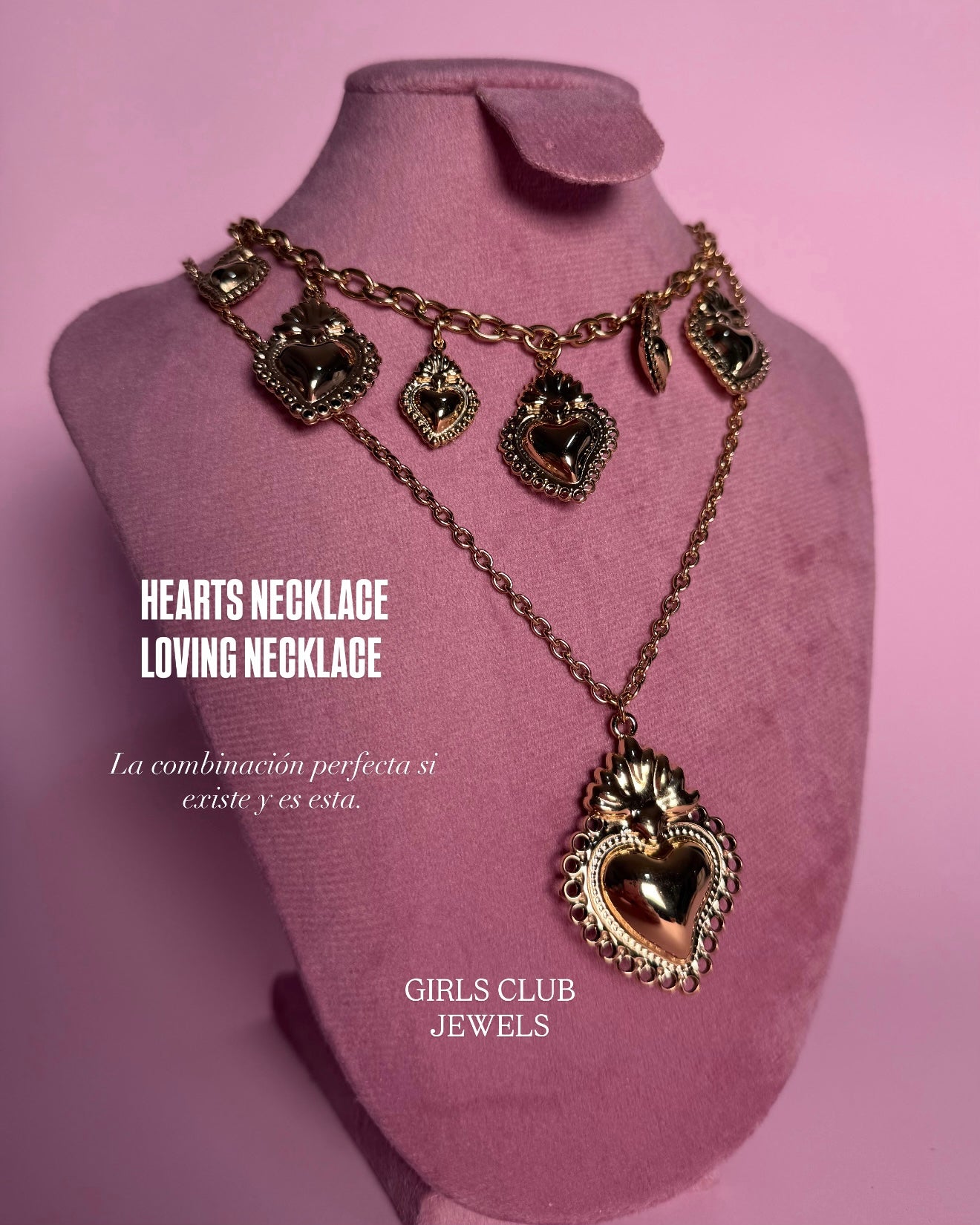 Hearts Necklace Gold