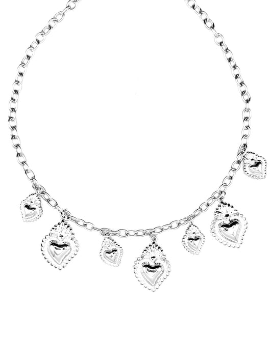 Hearts Necklace Silver
