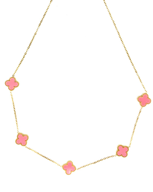 Suerte Pink Necklace Gold