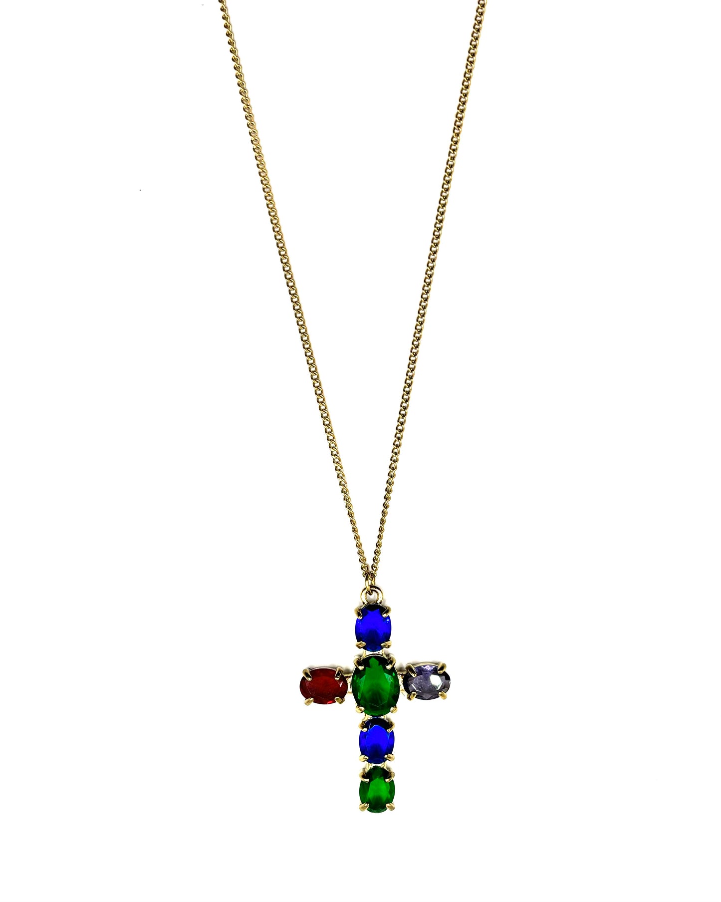 Diamond Color Cross Necklace