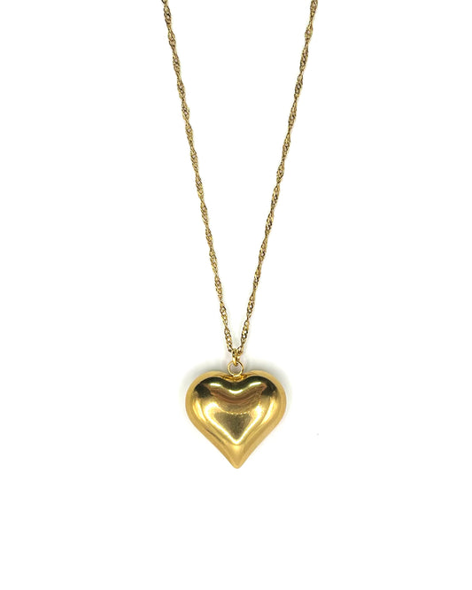 Huge heart girl necklace gold