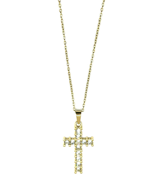 Circon Cross Necklace Gold