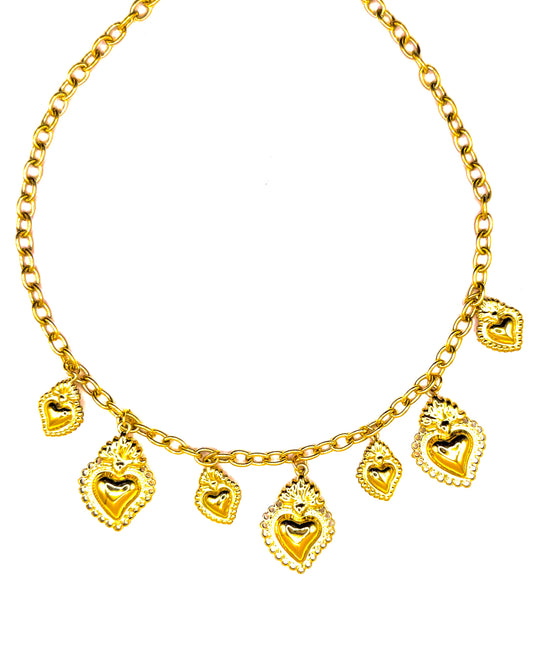Hearts Necklace Gold