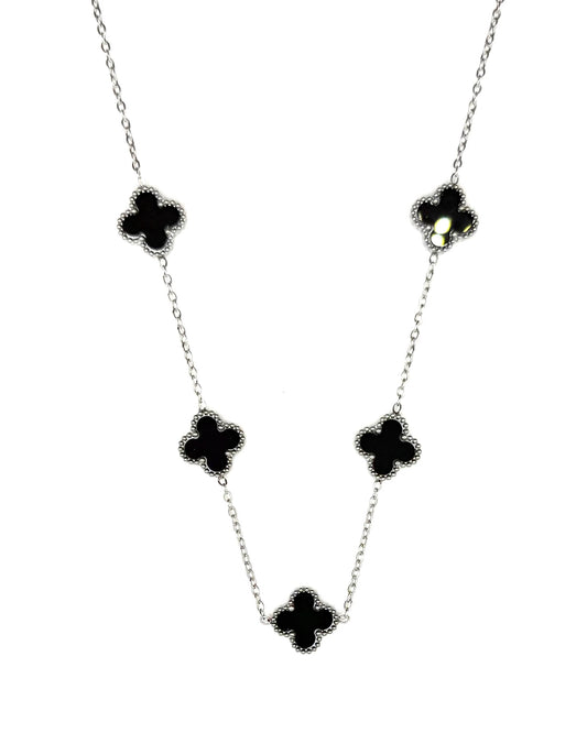 Treb Necklace Negro Plata