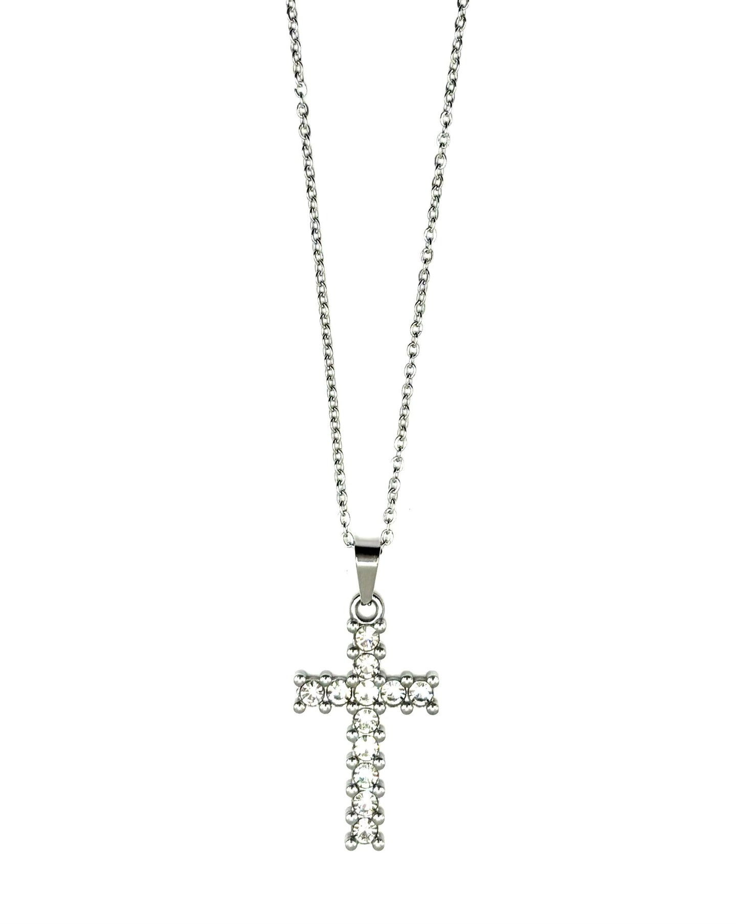 Circon Cross Necklace Silver